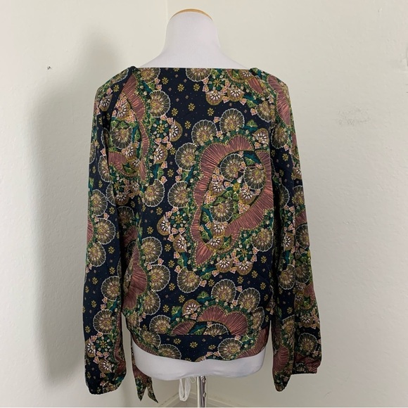 Point Sur Abstract Floral Wrap Top Size M Artsy Kimono Tie - Picture 6 of 16